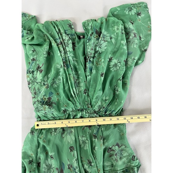 NT by Amati Layered Green Silk Floral Print 3/4 Sleeve‎  Dress Made in Italy S/M - Picture 8 of 13